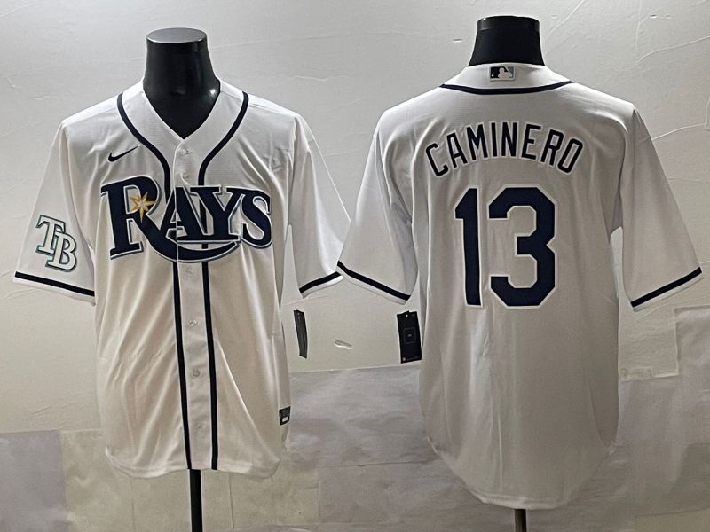 Men 2025 Tampa Bay Rays #13 Caminero White Game Nike MLB Jersey style 5